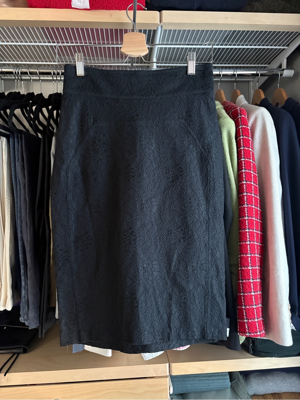 Diane Von Furstenberg Black Lace Pencil Skirt